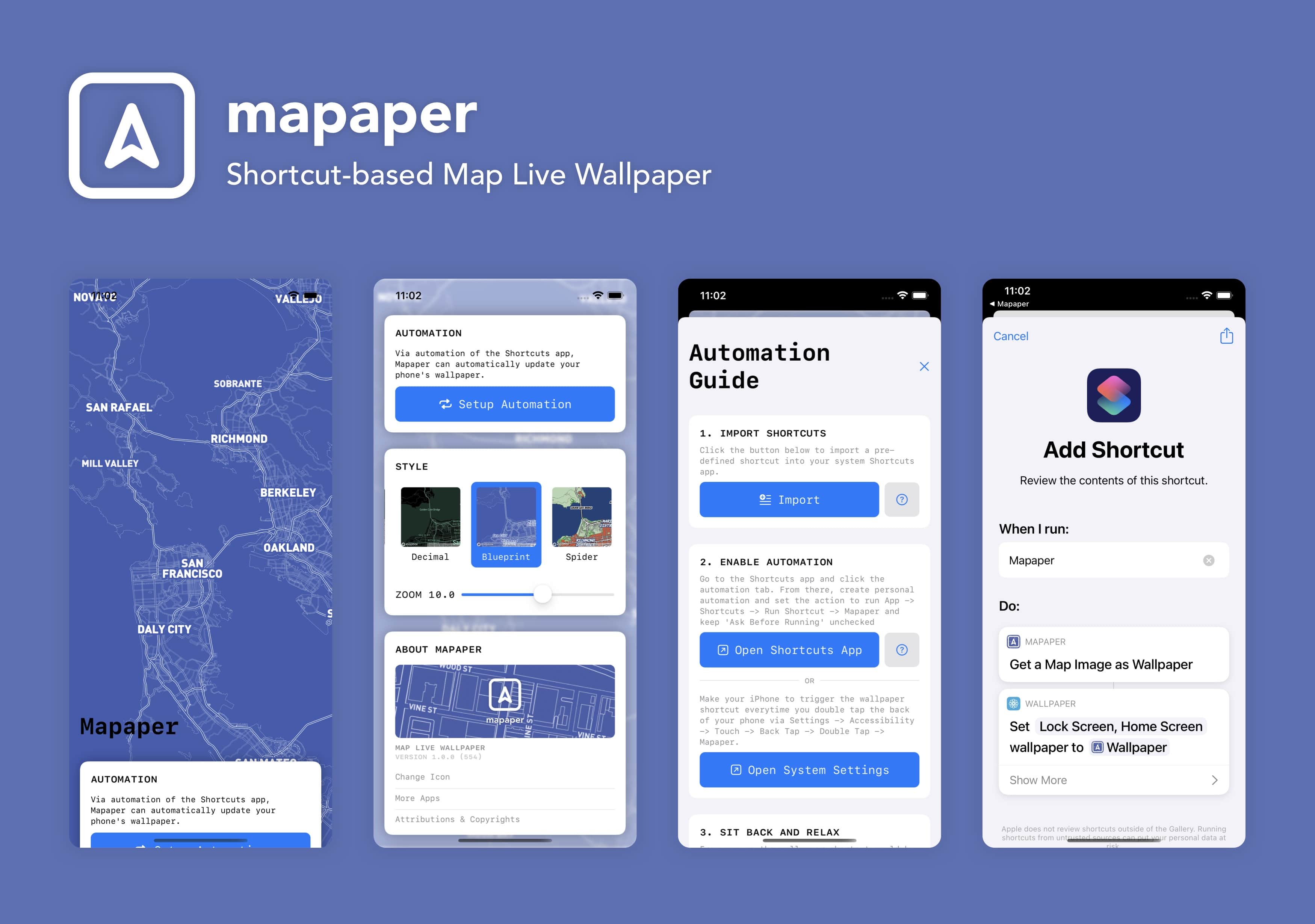 Mapaper - Map Live Wallpaper on iOS via Shortcuts - JustZht's Portfolio |  Mapaper - Map Live Wallpaper on iOS via Shortcuts - JustZht's Portfolio |